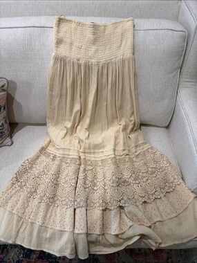 Free People Boho Dress or Tiered Maxi Skirt in cream